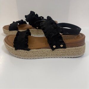 Pierre Dumas Women's Magic-9 Platform Black Espadrille Sandals 5.5